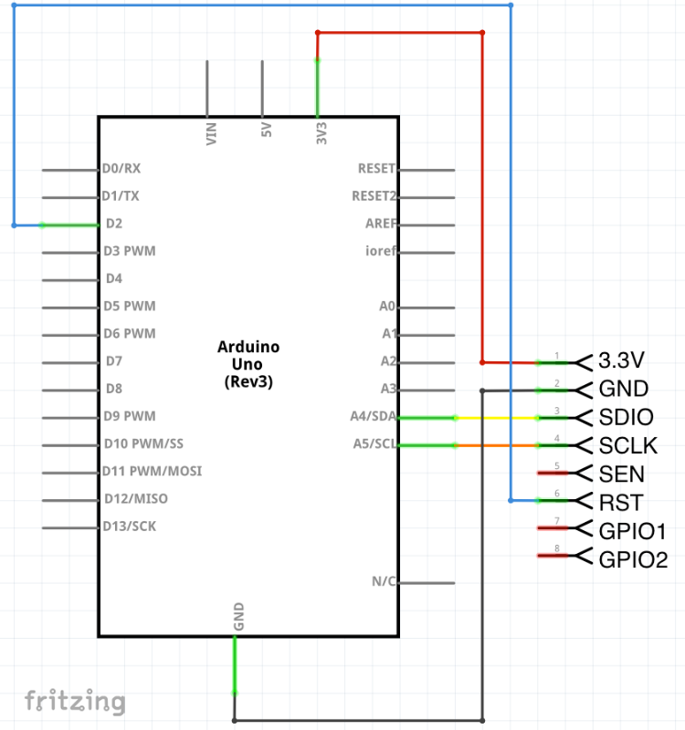 Schéma zapojení Arduino FM rádia Si4703